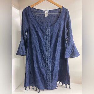 Swimsuits For All Deep Blue Coverup with Fringe